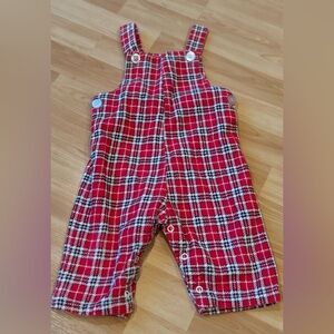 Corduroy VTG Plaid Red Kids Overalls